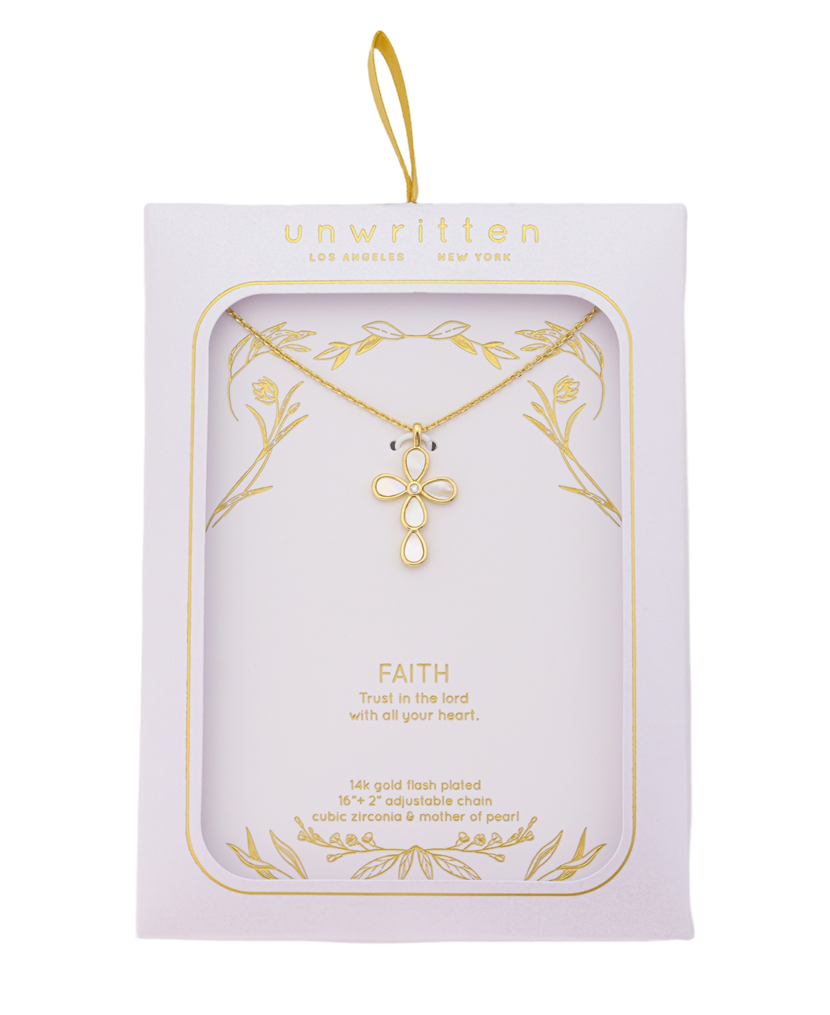 Unwritten Mother Of Pearl Gold Plated Cross Pendant Necklace In Gold