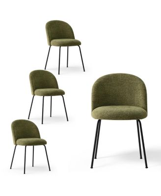 5-Piece Round Dining Table Set, 39.5'' MDF Wood Top with Metal Base and Upholstered Chairs for Small Spaces-Maison Boucle