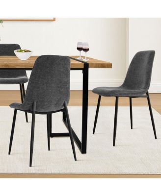 5-Piece Dining Table Set with 59'' MDF Table, Rectangular Wood-Look Top and Black Metal Legs with 4 Upholstered Chairs-Maison Boucle