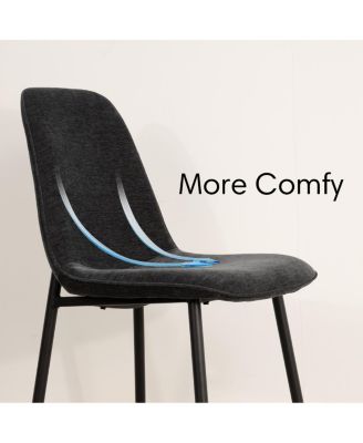 5-Piece Dining Table Set with 59'' MDF Table, Rectangular Wood-Look Top and Black Metal Legs with 4 Upholstered Chairs-Maison Boucle