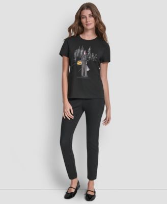 Women's Stud Moto Conversational Short-Sleeve Top