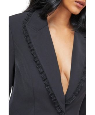 Women's Oversized Lace Frill Trim Blazer