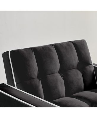 3-in-1 Convertible Velvet Chair Bed, Single Sleeper Sofa with Adjustable Backrest, Pull Out Bed & Side Pocket for Small Spaces