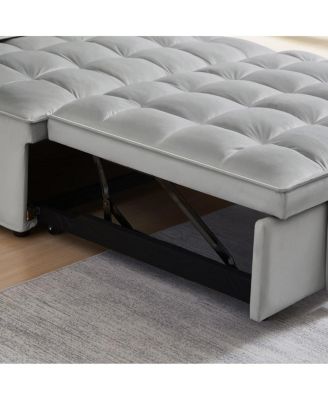 Modern Velvet Pull-Out Loveseat Sleeper, Tufted Convertible Sofa Bed with Removable Back Cushions for Small Apartments