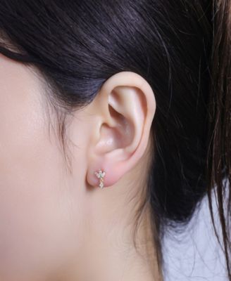 Trio Cubic Zirconia and Mother of Pearl Flat Back Earrings Set