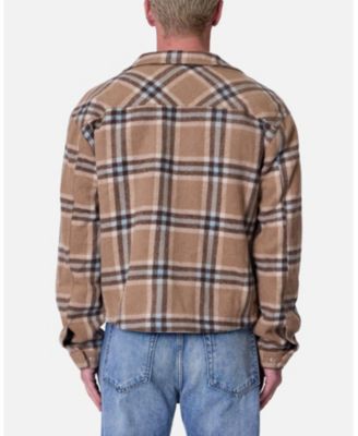 Men's Plaid Flannel Front Zip Jacket