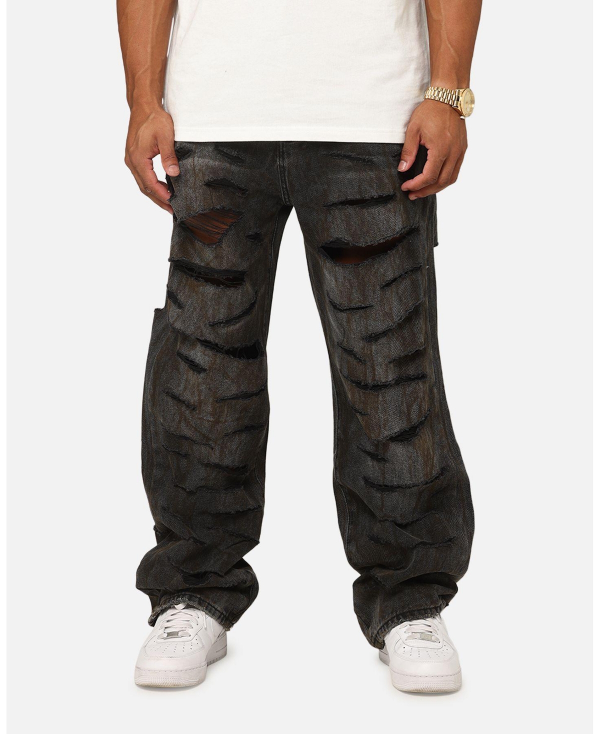 mnml Men's Ultra Baggy Thrashed Denim