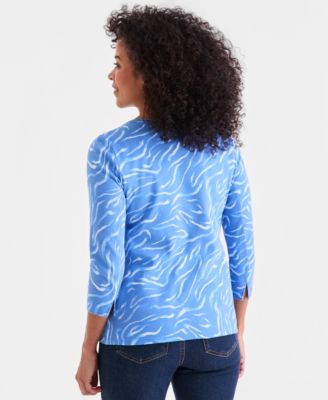 Women's Pima Cotton 3/4-Sleeve Boat-neck Top, Macy's Exclusive