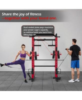 Smith Machine 2000lbs Crossover Machine with LAT Pulldown Strength Training Power Cages.