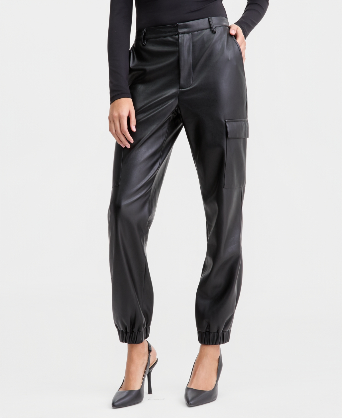 Bar Iii Women's Ly Faux-Leather Jogger Pants, Macy's Exclusive