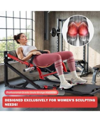 Hip Thrust Machine with Adjustable Footboard, 800LBS Plate-Loaded Glute Bridge Machine