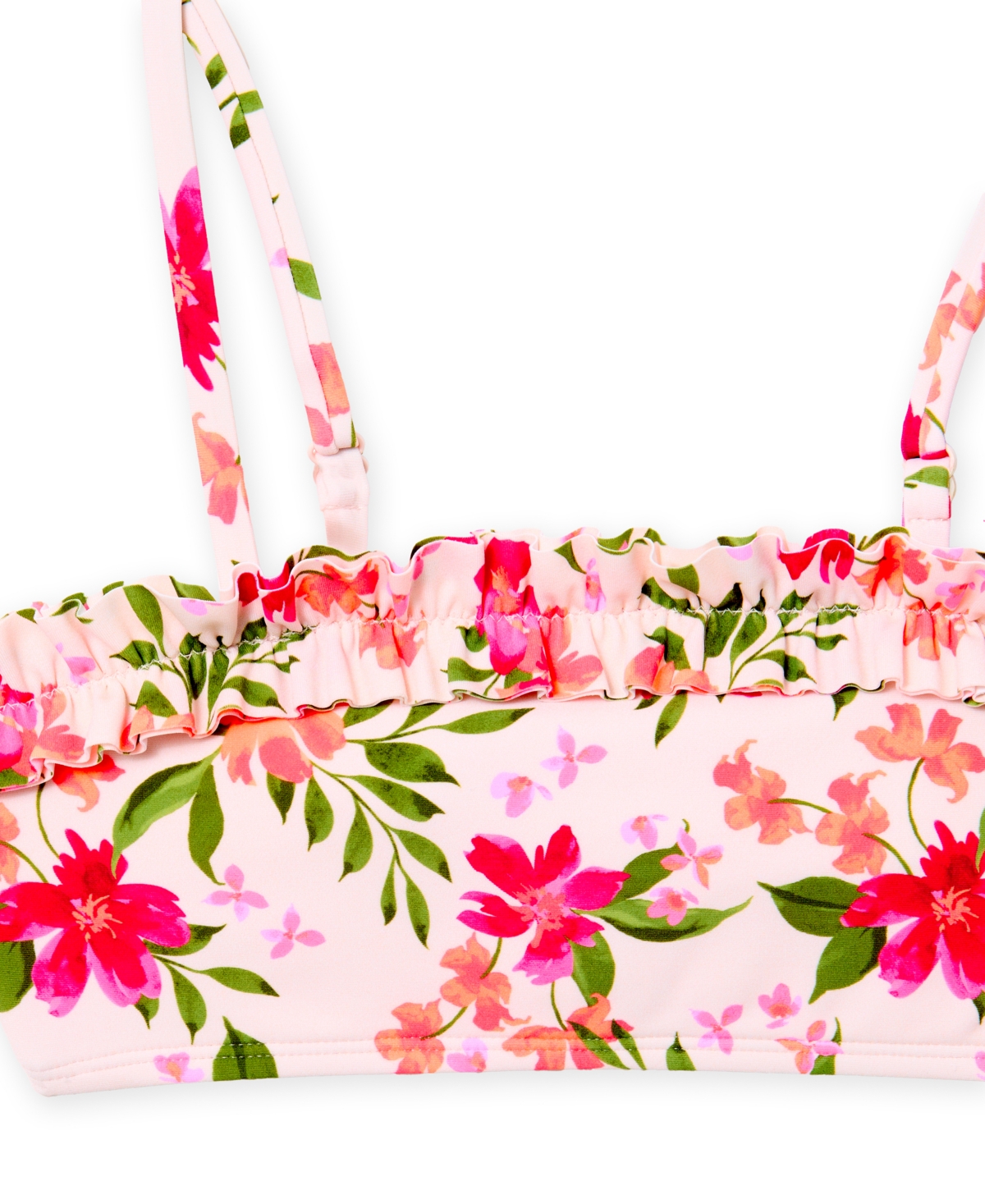 Angel Beach Girls 7-16 Floral Garden Swim Square Neck Bikini Top and Bottom, 2-Piece Set