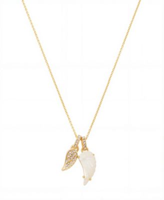 Crystal and Mother of Pearl Wing Pendant Necklace
