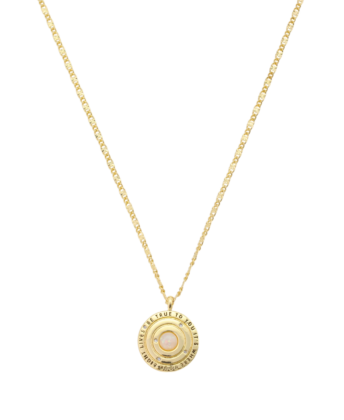 Unwritten Be True To You It's Where Your Light Live Cubic Zirconia Faux Opal Round Design Neck In Gold