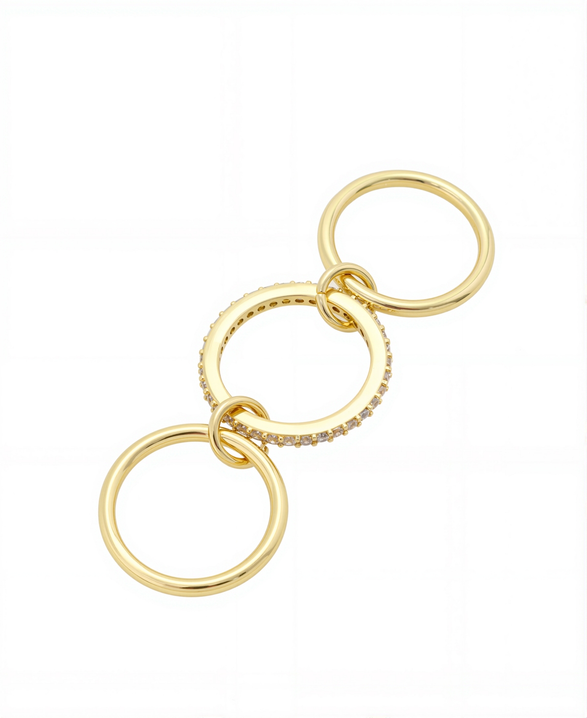 Unwritten Cubic Zirconia And Plain Triple Interlocked Ring In Gold