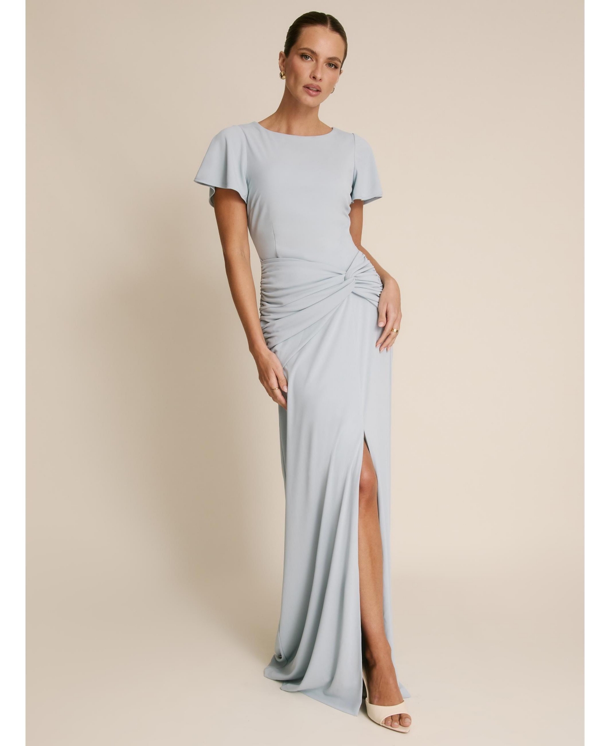 Six Stories Women's Knot Panel Flutter Sleeve Stretch Dresses