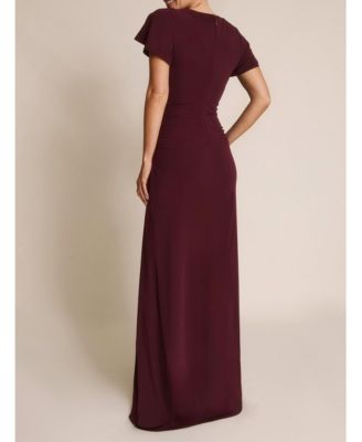 Women's Knot Panel Flutter Sleeve Stretch Dresses