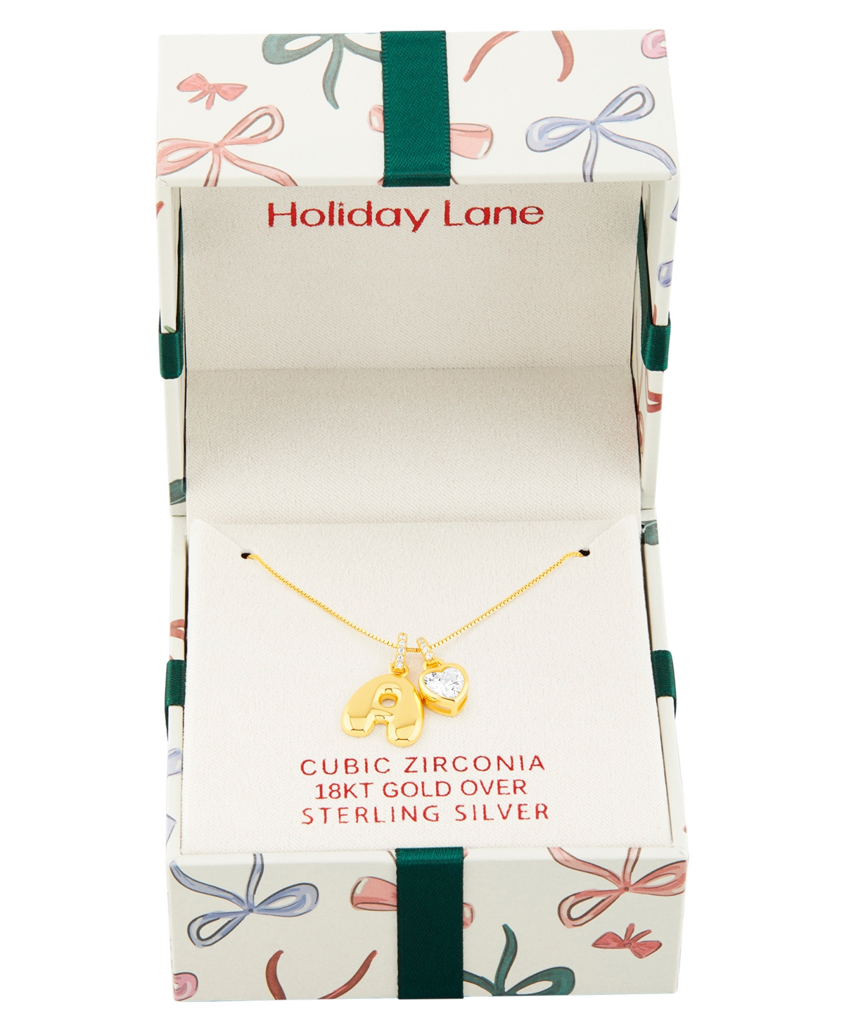 Holiday Lane Letter Initial Charm Necklace in Gold Over Sterling Silver, Macy's Exclusive