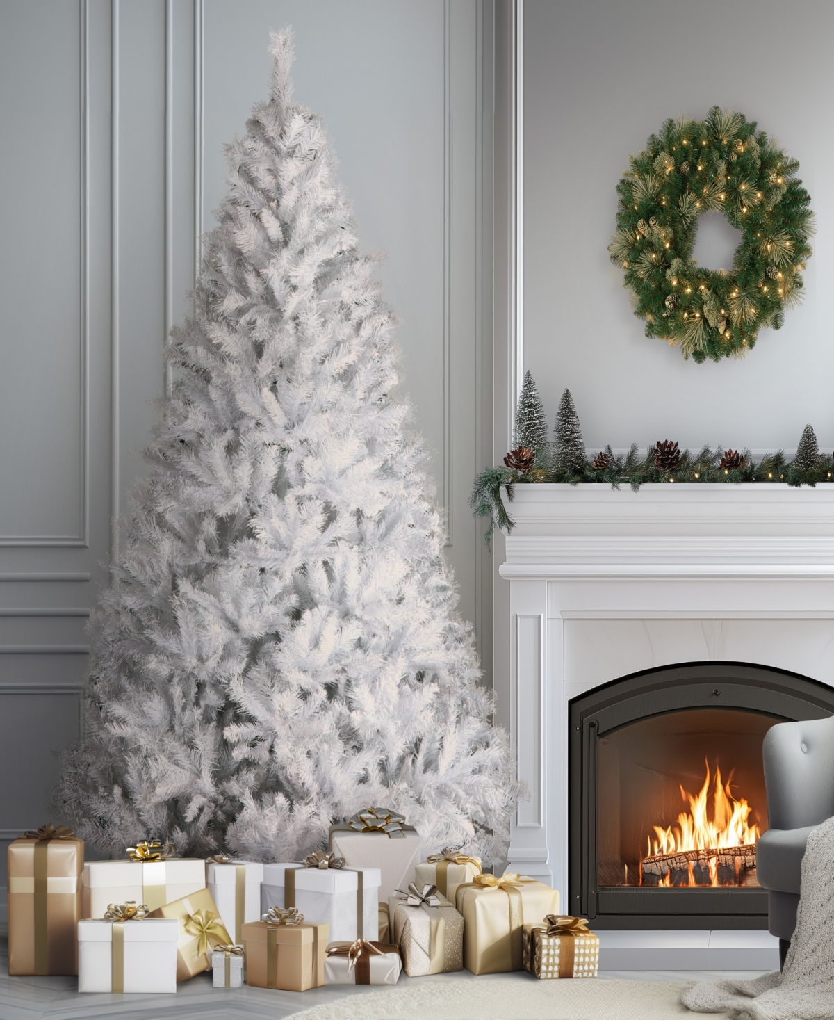 National Tree Company 7.5' Winchester White Pine Tree with Silver Glitter