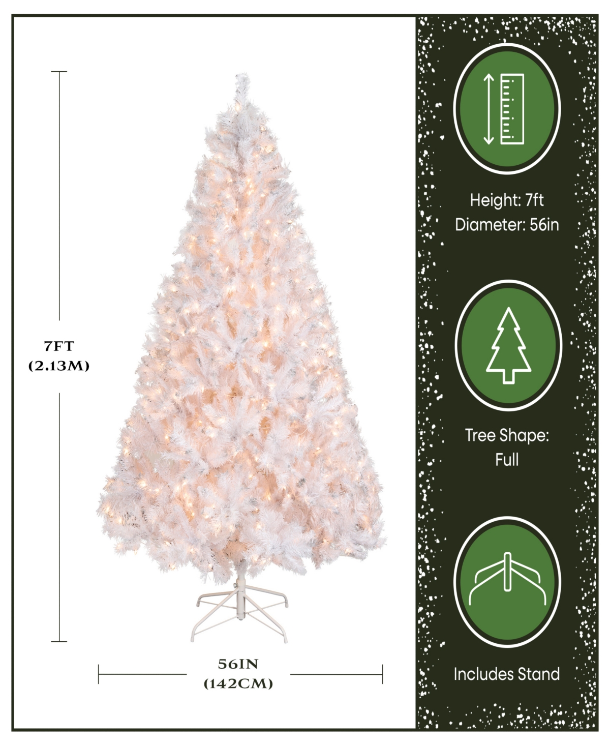 National Tree 7' Winchester White Pine Hinged Tree with Silver Glitter and 450 Clear Lights
