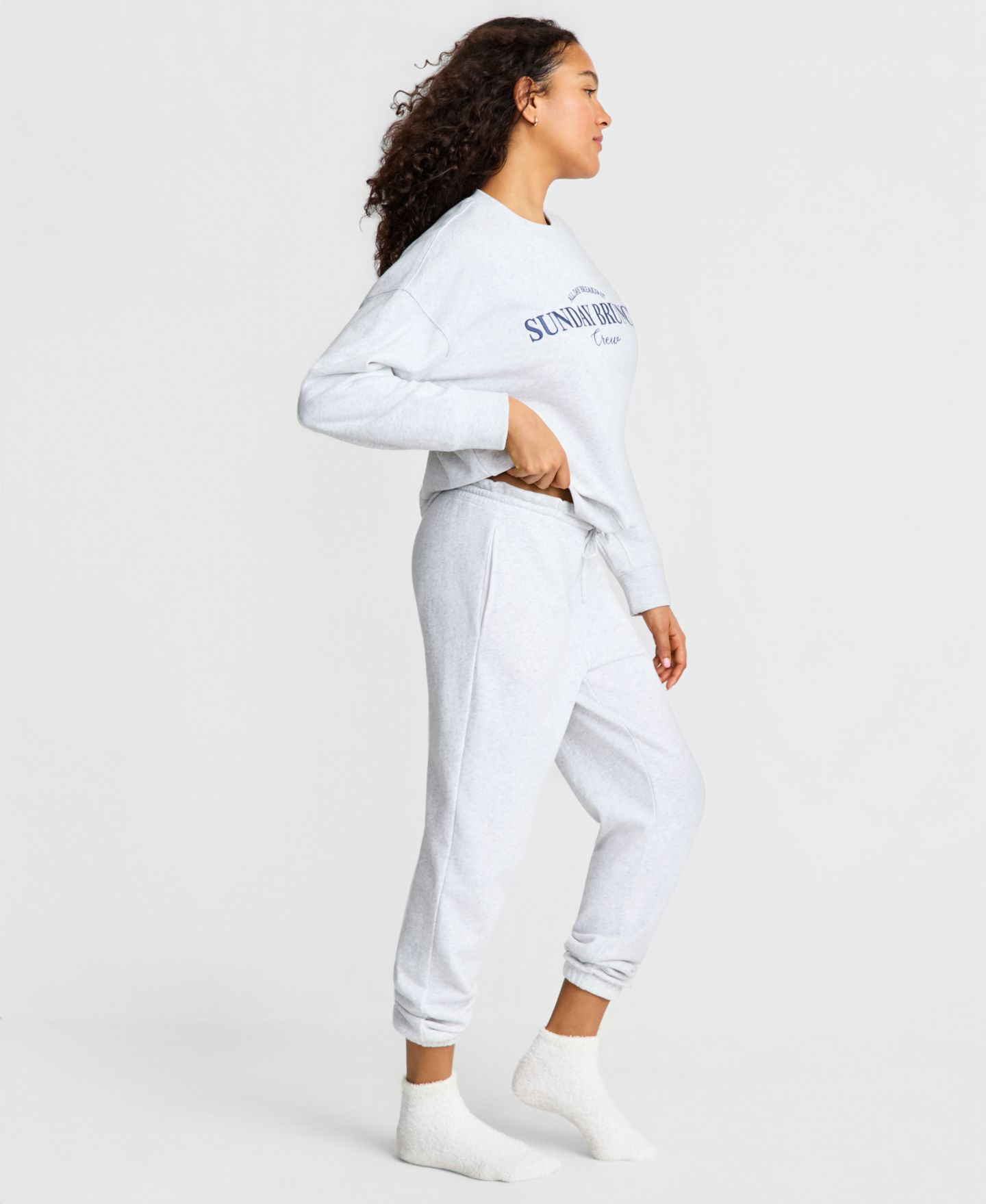 Женские брюки State of Day French Terry Jogger, цвет: Пыльный меланжевый — фото 3