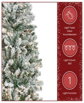 First Traditions 7.5' Acacia Pencil Slim Flocked Tree with Clear Lights