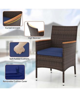 9PCS Outdoor Dining Set with Acacia Wood Table Top Patio Dining Set for 8 People