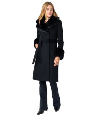 Women's Belted W/Faux Fur Collar & Cuff