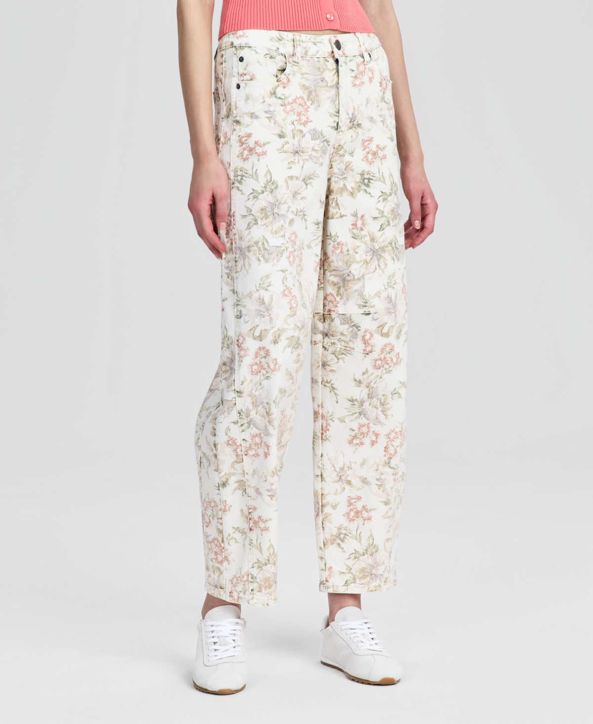 And Now This Women's Floral-Print Barrel-Leg Jeans, Macy's Exclusive