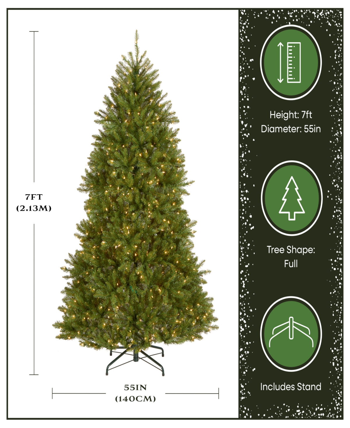 National Tree Company 7' Dunhill Fir Hinged Tree with 700 Clear Lights