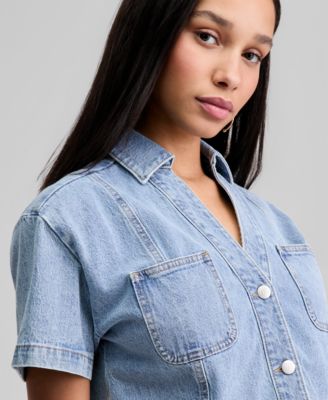 Women's Patchwork Denim Shirt, Macy's Exclusive