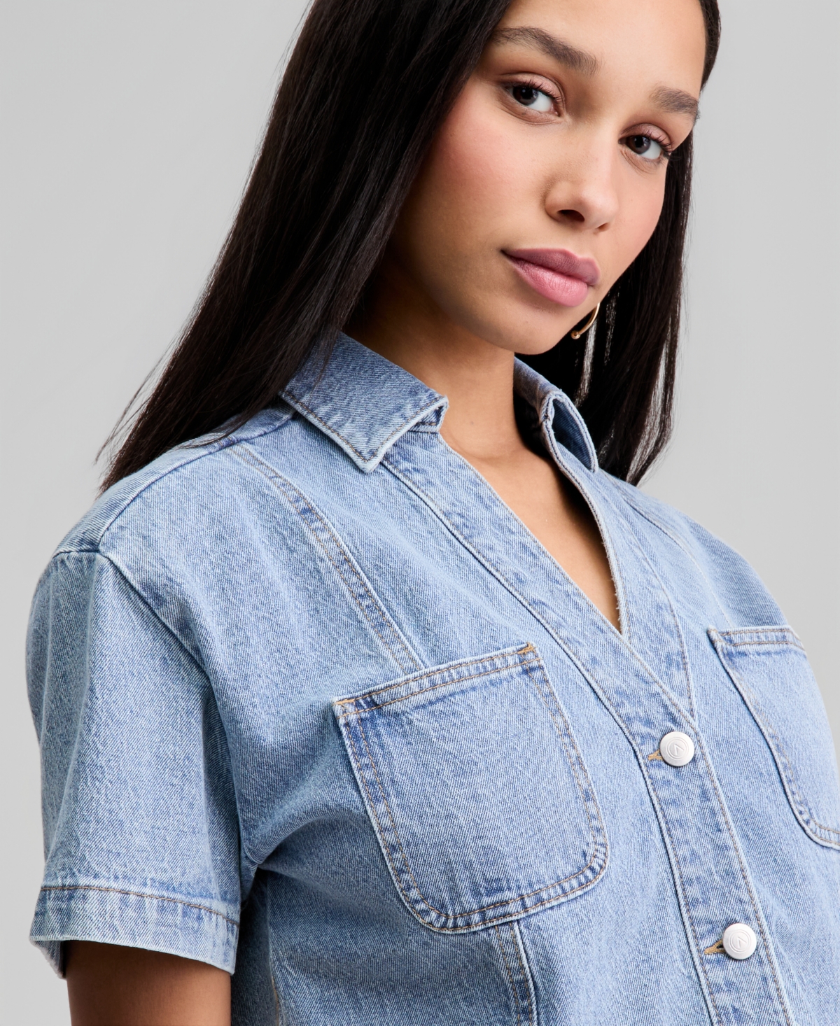 And Now This Women's Patchwork Denim Shirt, Macy's Exclusive