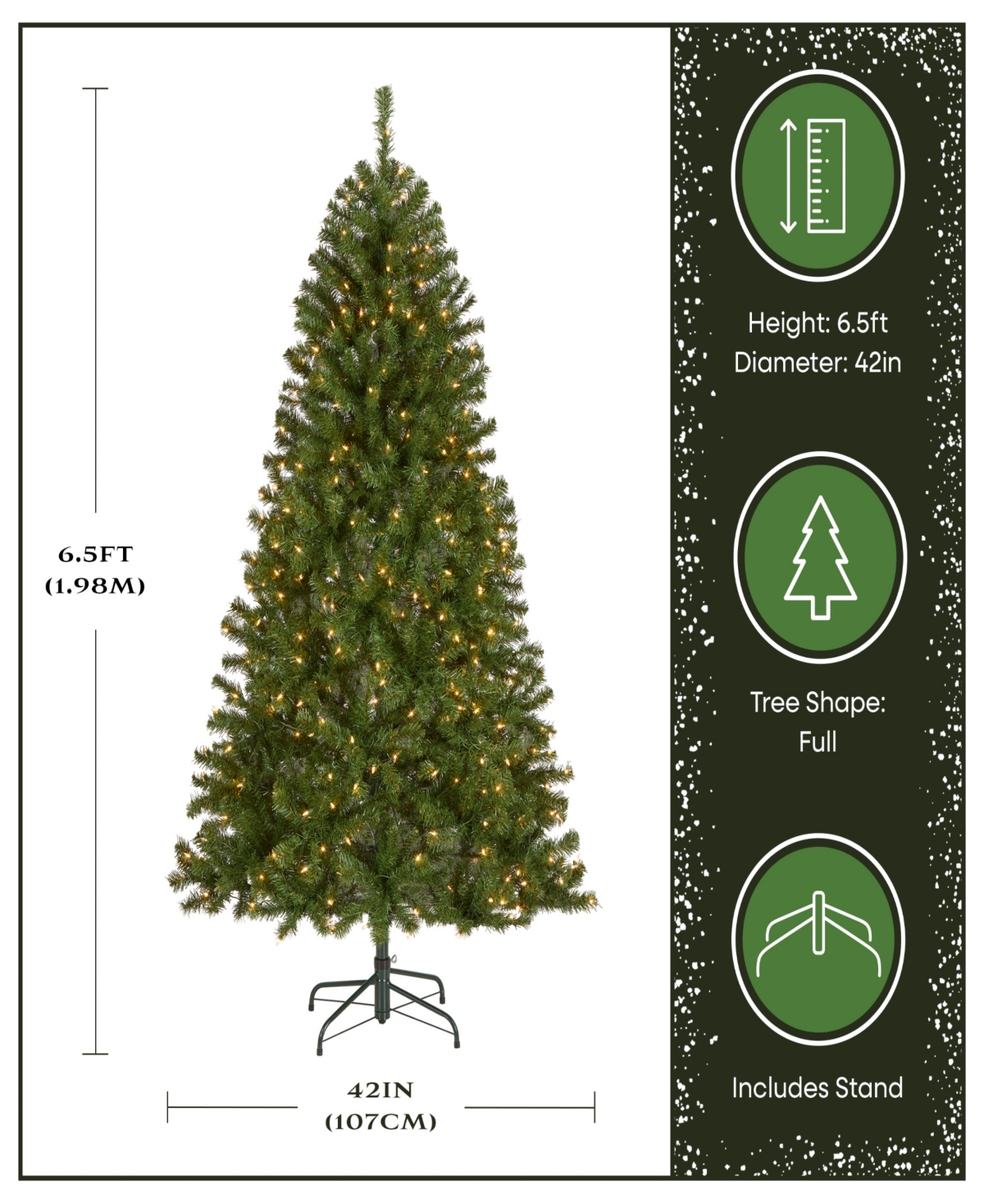 National Tree 6.5' North Valley Spruce Hinged Tree with 450 Clear Lights