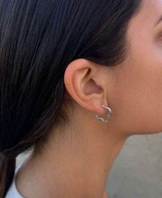 Silver Clover Hoop Earrings