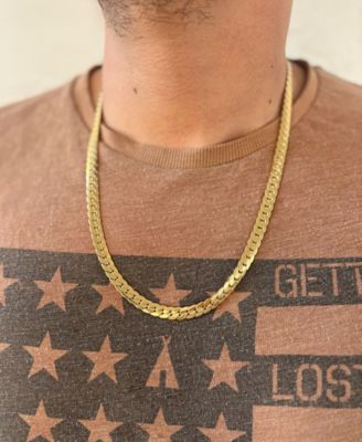 Tarnish Resistant Men's Gold Flat Curb Chain Necklace