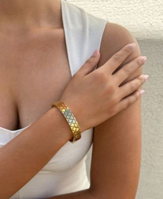 Tarnish Resistant Gold Clover Bangle