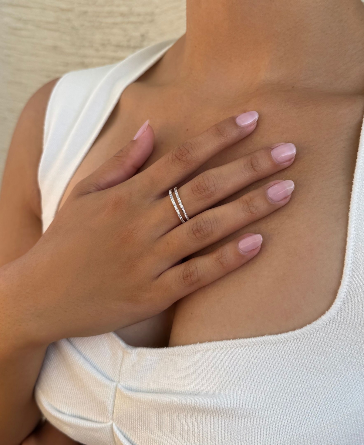 Adornia Gold Cz Double Band Ring