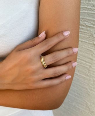 Gold CZ 3-Band Eternity Band Set