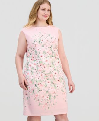 Plus Size Floral Sleeveless Sheath Dress