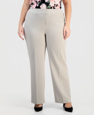 Plus Size High-Rise Stretch-Crepe Straight-Leg Pants 