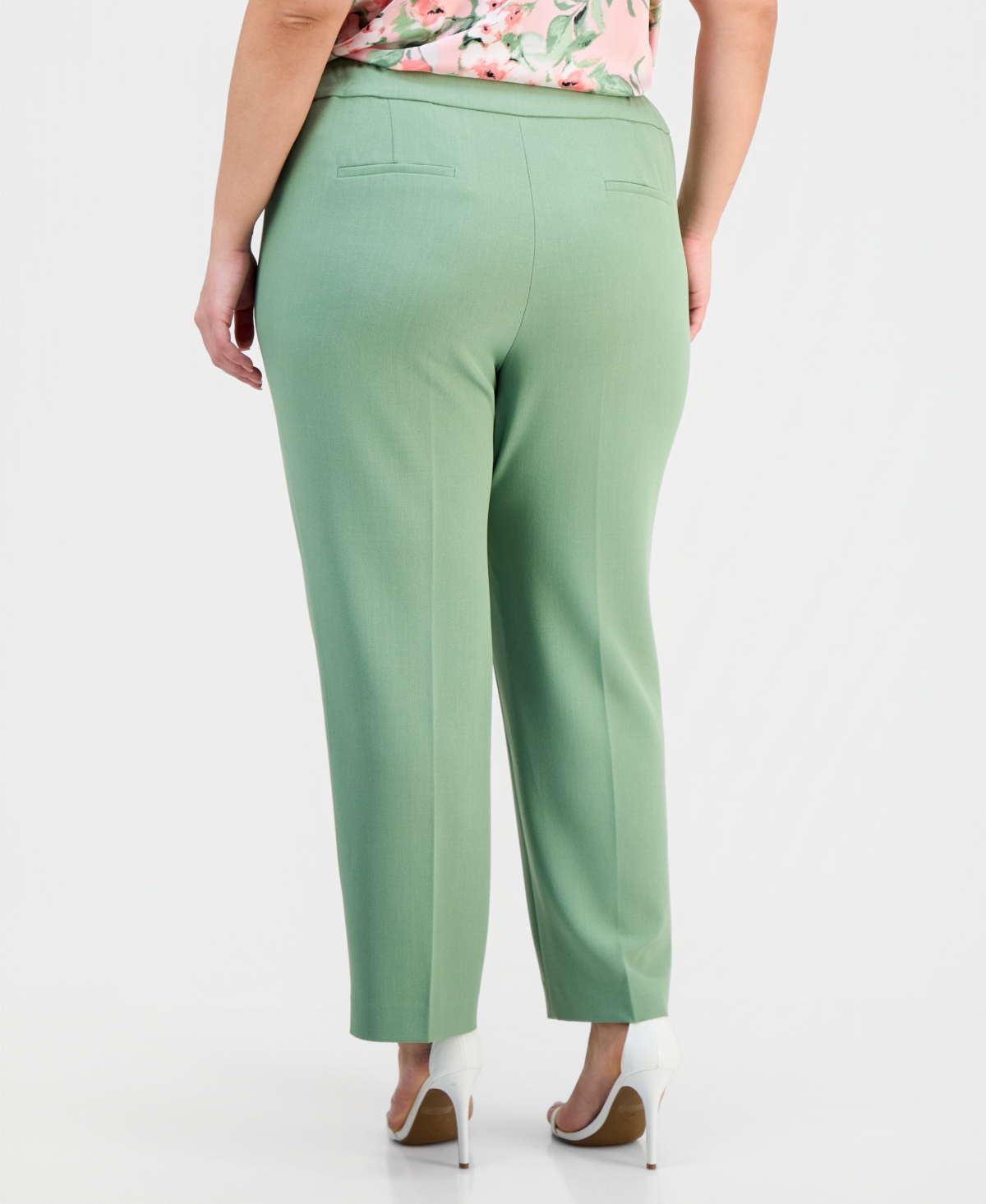 Kasper Plus High-Rise Stretch Crepe Pants