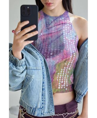 Women's Halter paillette T-shirt