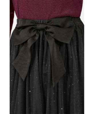 Women's Sparkle Mesh Tulle Skirt with Satin Bow