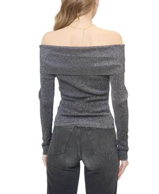 Women's Colette Ribbed Lurex Off The Shoulder Sweater