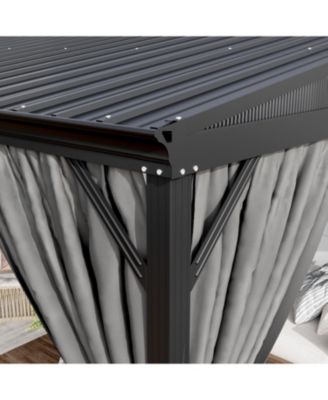 10x12 FT Aluminum Frame Sloped Galvanized Steel Roof Wall Mounted Gazebo Umbrellas & Canopies & Awnings