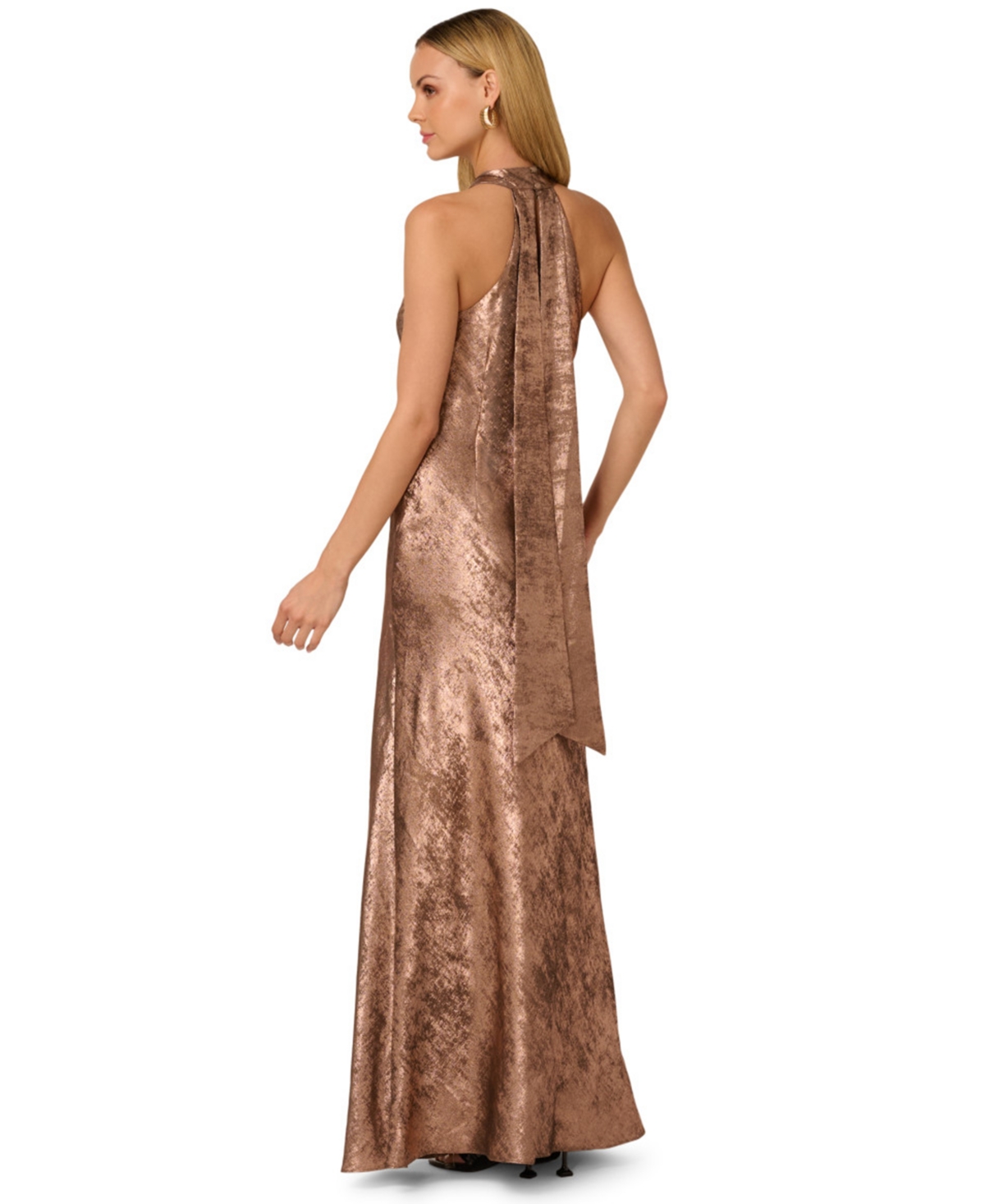 Adrianna Women's Folied-chiffon Halter Gown In Brown