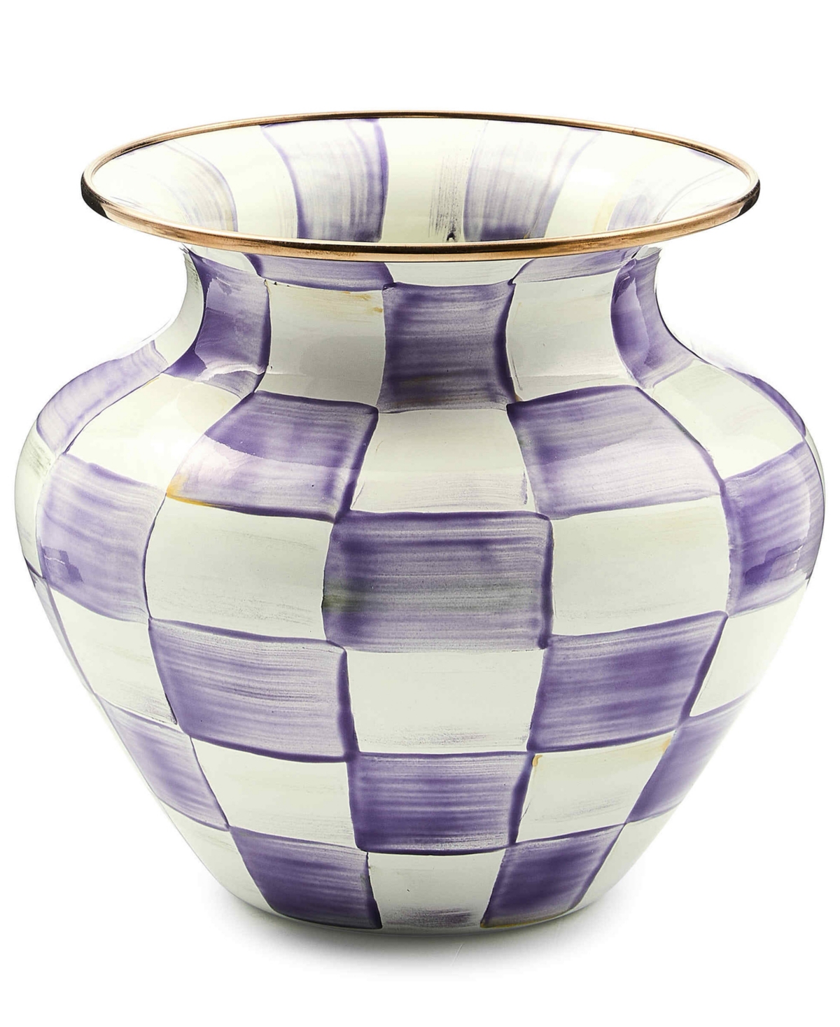 MacKenzie-Childs Violet Check Handmade Large Vase
