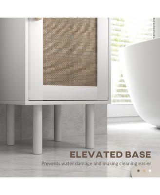 1Pc Rattan Doors, Adjustable Shelves & Slim Design Tall Bathroom Storage Cabinet