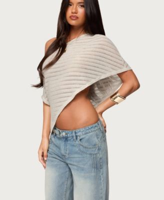 Women's Loma Asymmetric Off Shoulder Knit Poncho