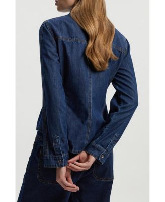 Women's Denim Pussybow Blouse